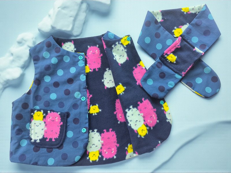 點點星球怪獸 - 男/女童外套 - 棉.麻