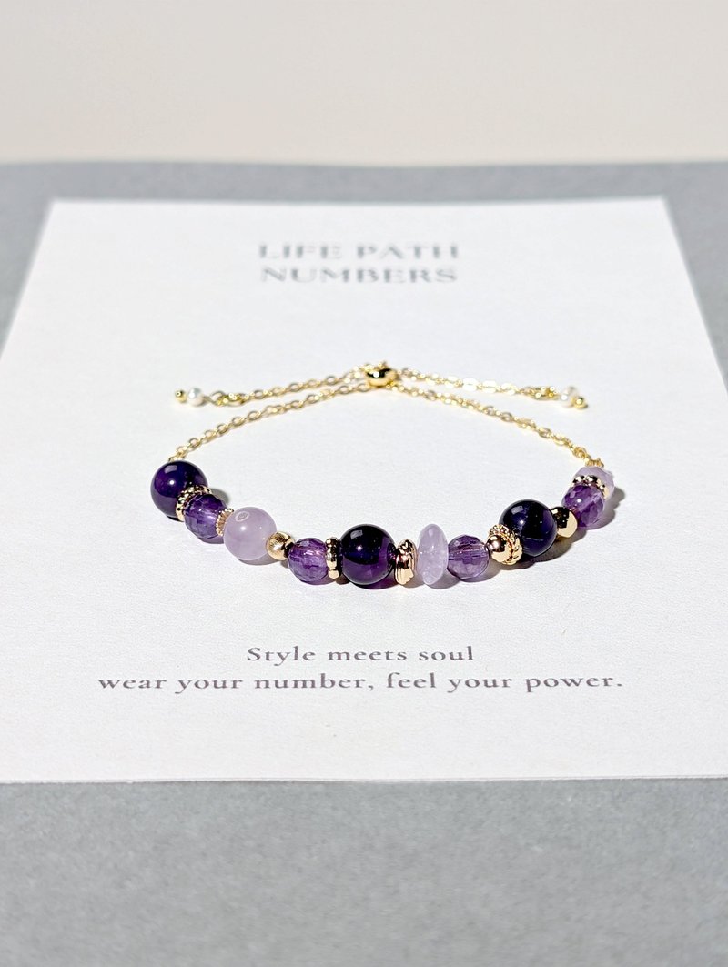 生命靈數7號 開運手鍊 | 紫水晶×天然石 | 紫色能量與智慧象徵 - 手鍊/手環 - 半寶石 紫色