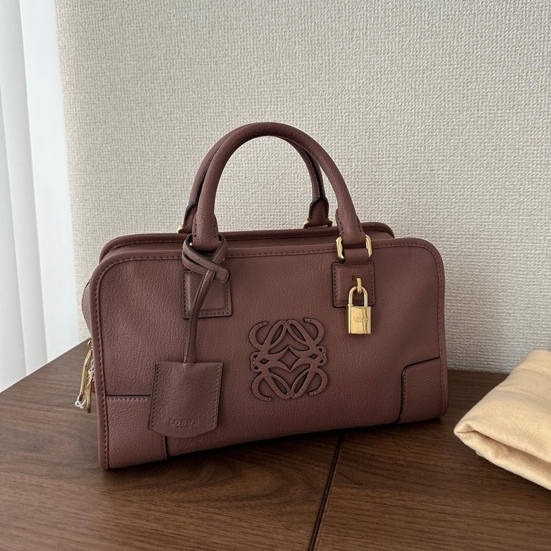 LOEWE 羅意威 Amazona 28 山羊皮 手提包 Mini 波士頓包 - 手提包/手提袋 - 真皮 粉紅色