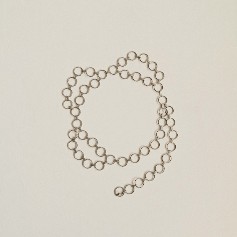 【NaSuBi Vintage】金屬圈環串接腰鍊 - 皮帶/腰帶 - 其他金屬 銀色