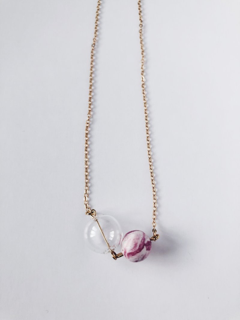 Pink Ink Light Clay Glass Necklace