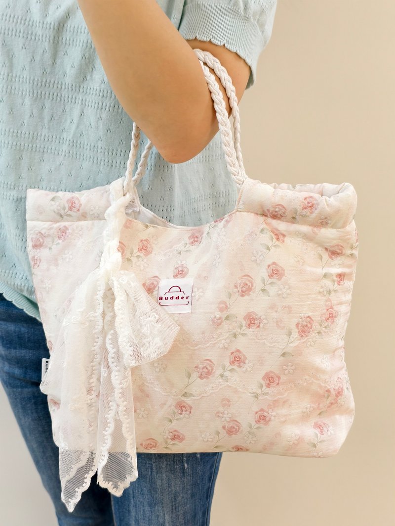 Budder文創手作布包-夢境花園(粉) - 手拿包 - 棉.麻