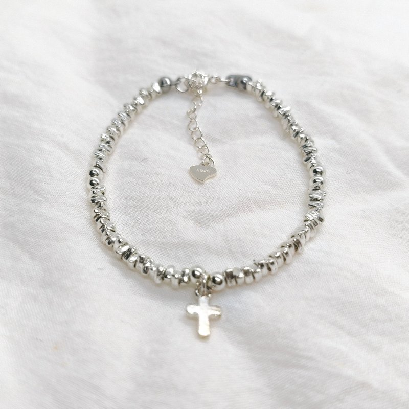 原創設計實心925純銀十字架串珠手鍊/福音禮品/信仰 - 手鍊/手環 - 純銀