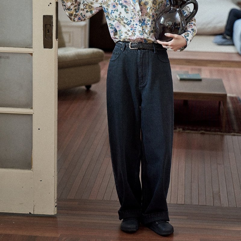 碳灰彎刀牛仔褲|褲子|秋冬款|Sora-1670 - 女長褲 - 棉.麻 灰色