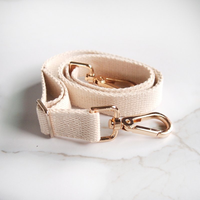 Adjustable cotton webbing with side back diagonal bag-pure beige