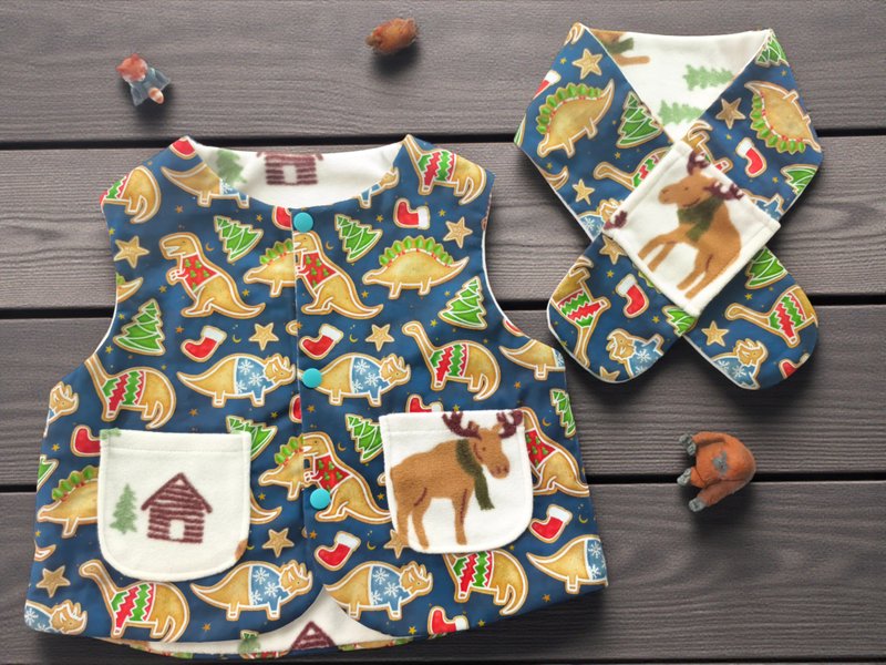 恐龍麋鹿露營趣 - 男/女童外套 - 棉.麻