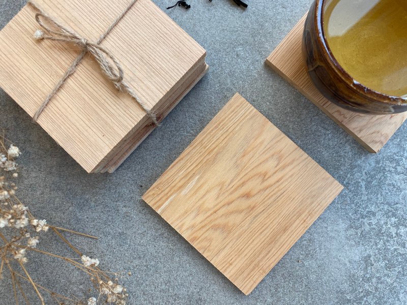檜木杯墊(五入) - 杯墊 - 木頭 咖啡色