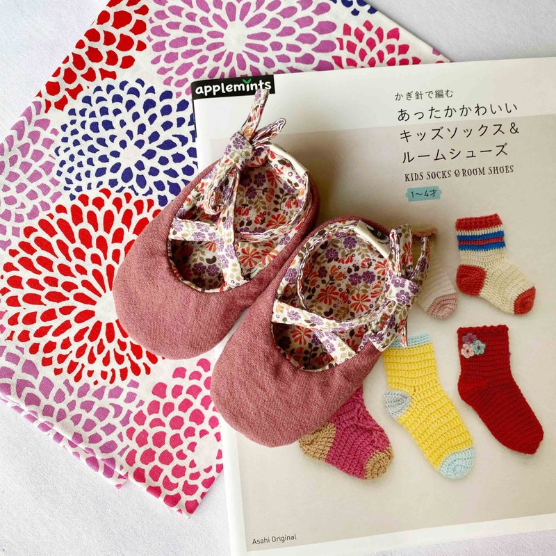 120 Japanese bean paste powder Kapok X Norway purple floral handmade strap baby shoes baby shoes toddler shoes
