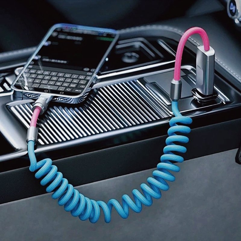 Meet Mind 撞色系列 彈簧螺旋編織強化快充線 - 手機配件 - 其他材質