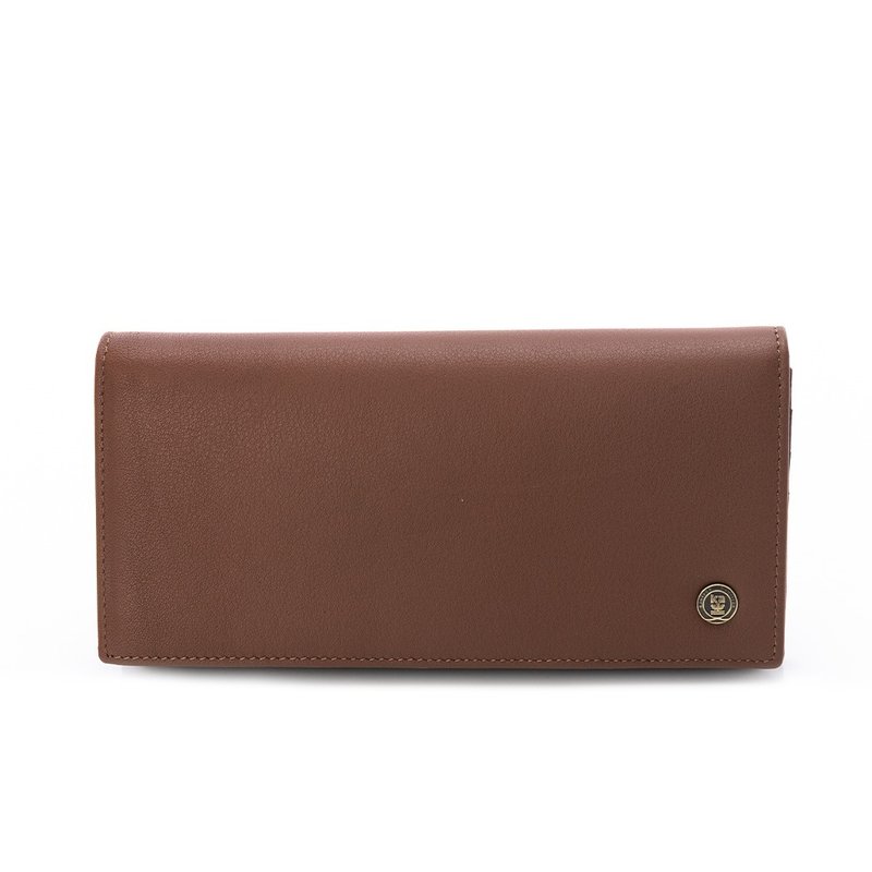 【Kinloch Anderson】Hogan 圓標翻蓋式長夾-栗葉棕 - 錢包/皮夾/長短夾 - 真皮 咖啡色