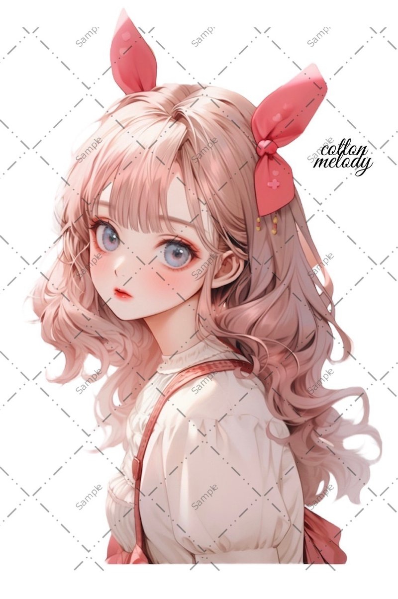 original sticker no.136 人物ステッカー オリジナルステッカー 人物ステッカー 女の子ステッカー オリジナル人物ステッカー - 貼紙 - 紙