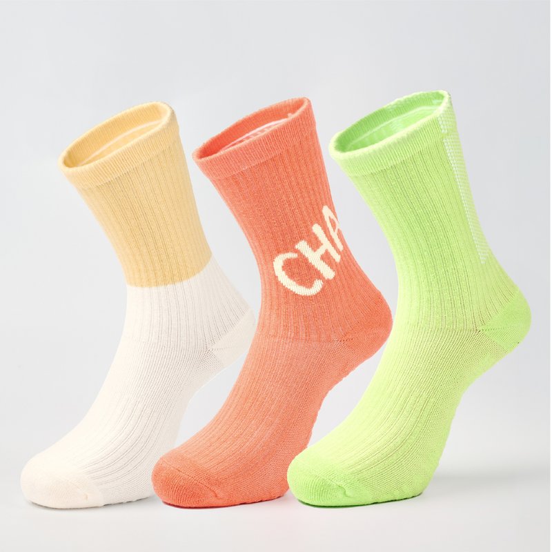 Lucky Loser 運動中筒襪三雙入 - 亮黃(M) - 襪子 - 棉.麻 黃色