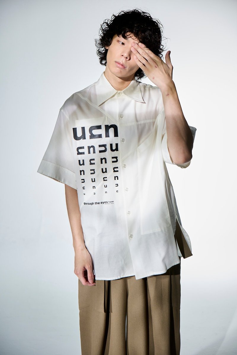 圖樣剪接襯衫 - 其他 - 其他材質