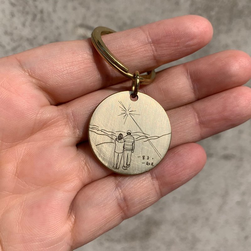 Exclusive customization-hand-painted lines and figures like face painting-brass key ring