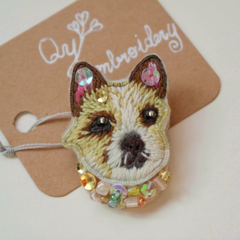 Qy's dogs Portuguese beagle hand embroidery brooch pin gift