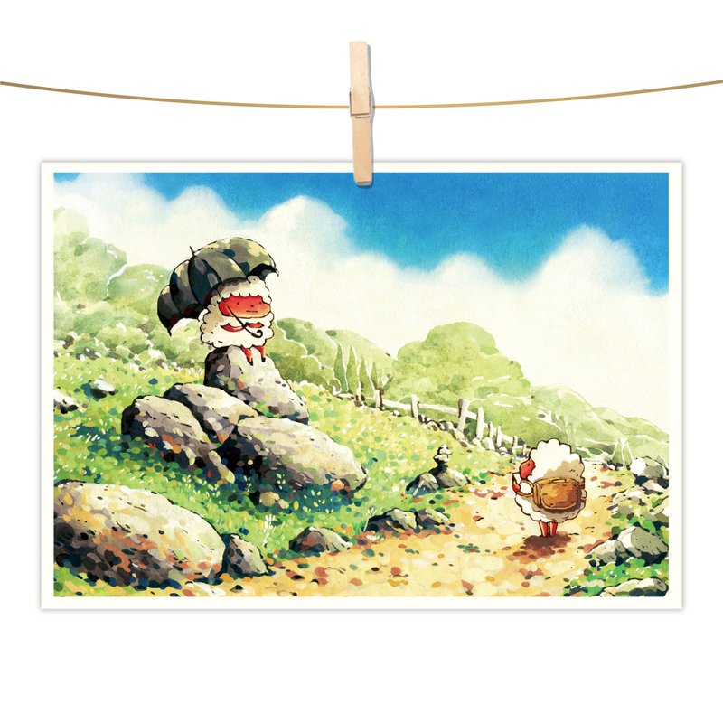 Afu watercolor illustration postcard - meet