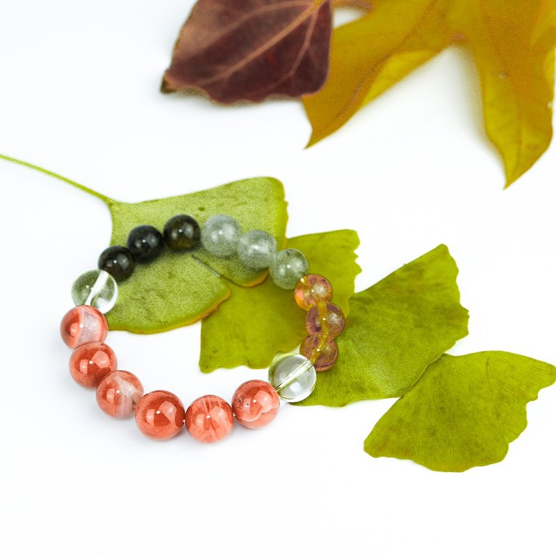 七輪調和手串/黑髮晶黃晶/天然/水晶手鏈/能量石/原生態102127 - 手鍊/手環 - 水晶 多色