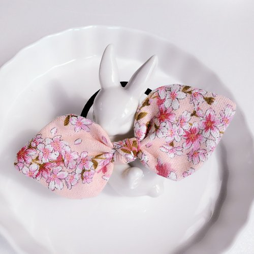 杏粉樱花 兔耳 蝴蝶结 发束 发圈 发饰