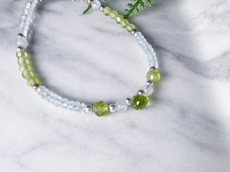 MH純銀天然石_療癒力_橄欖石 - 手鍊/手環 - 半寶石 綠色