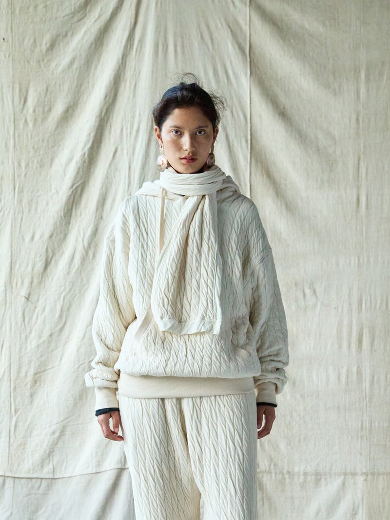 日系復古 棉針織圍巾 休閒圍脖 - 圍巾/披肩 - 其他材質 白色