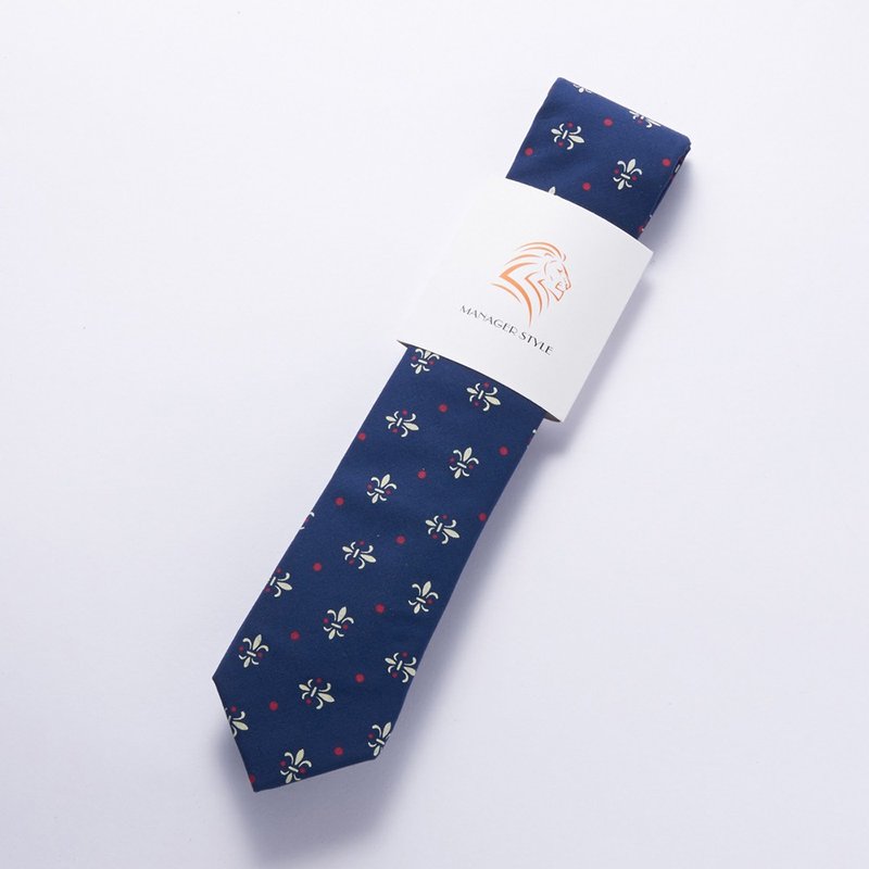 C0615-8 - 領帶/領帶夾 - 棉.麻 藍色