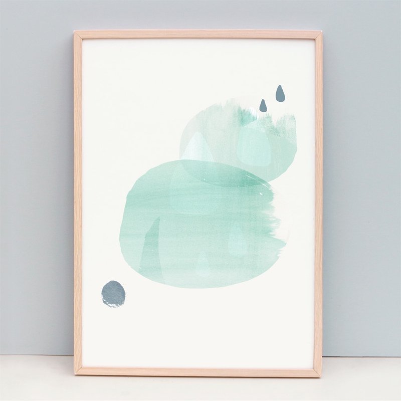Fine Art Print Soothing Green Abstract Art - Raindrops (Unframed)