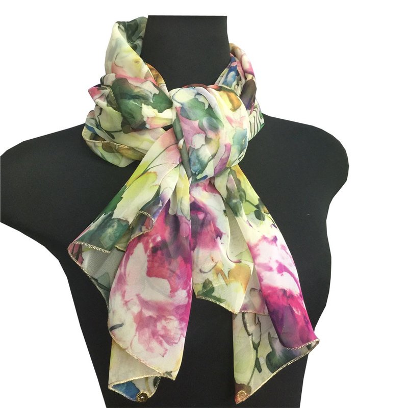 Ballett ロマンスローズ   驚くほどソフトでしなやかタッチ  ギフトにも最適 ご家庭で洗濯可 日本製 50×160cm シフォンスカーフ - 絲巾 - 聚酯纖維 黃色