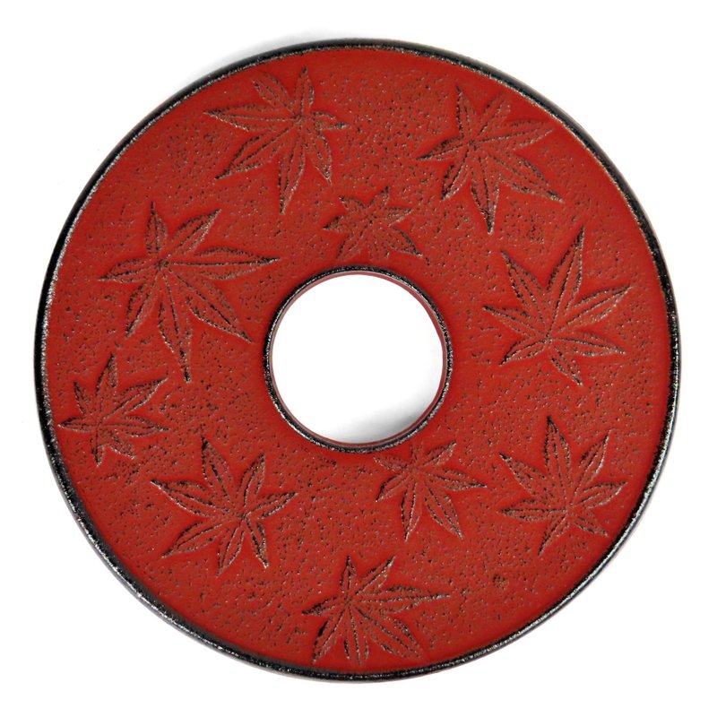 岩鑄 南部鐵器 壺墊 楓紋樣 13.5cm 蝦茶色 日本製 - 杯墊 - 其他金屬 咖啡色