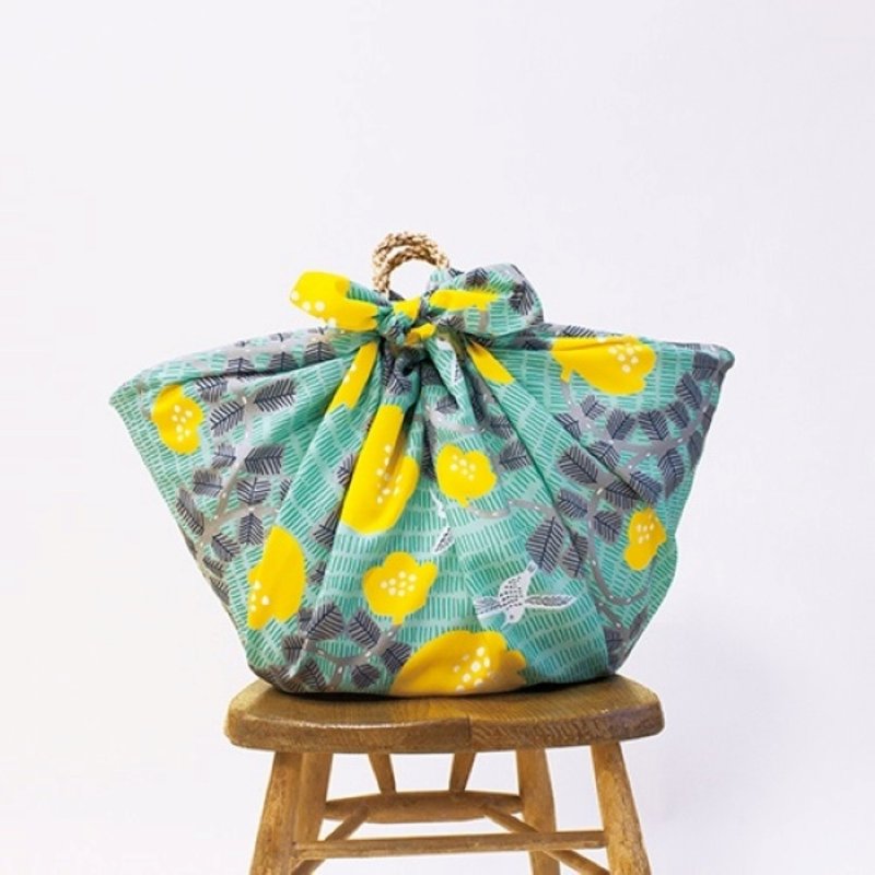 京都風呂敷包巾-katakata  三巾-蜂鳥-綠(防潑水) - 手帕 - 其他人造纖維