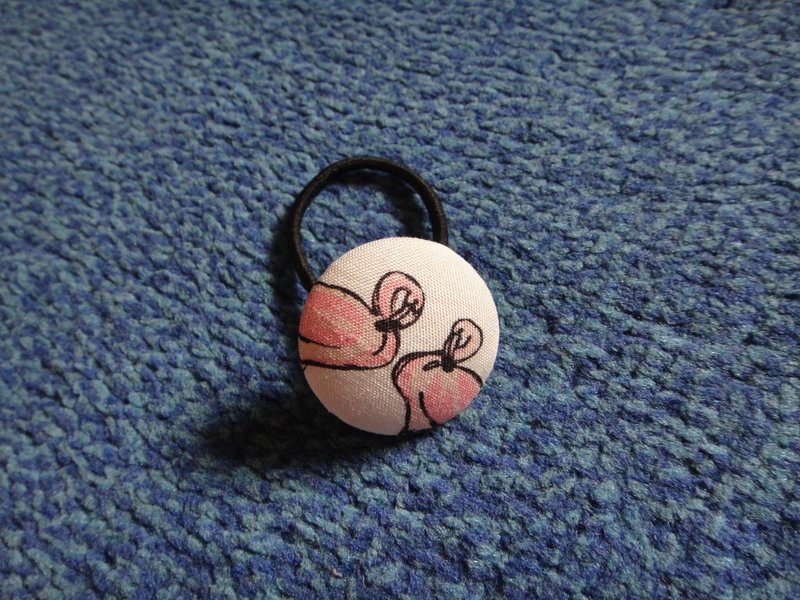 (C) powder pink crane _ cloth button hair band C48CIX22