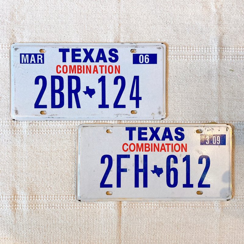美國老物 美國德克薩斯汽車鐵牌平面款-共兩款 - 其他 - 其他金屬 白色
