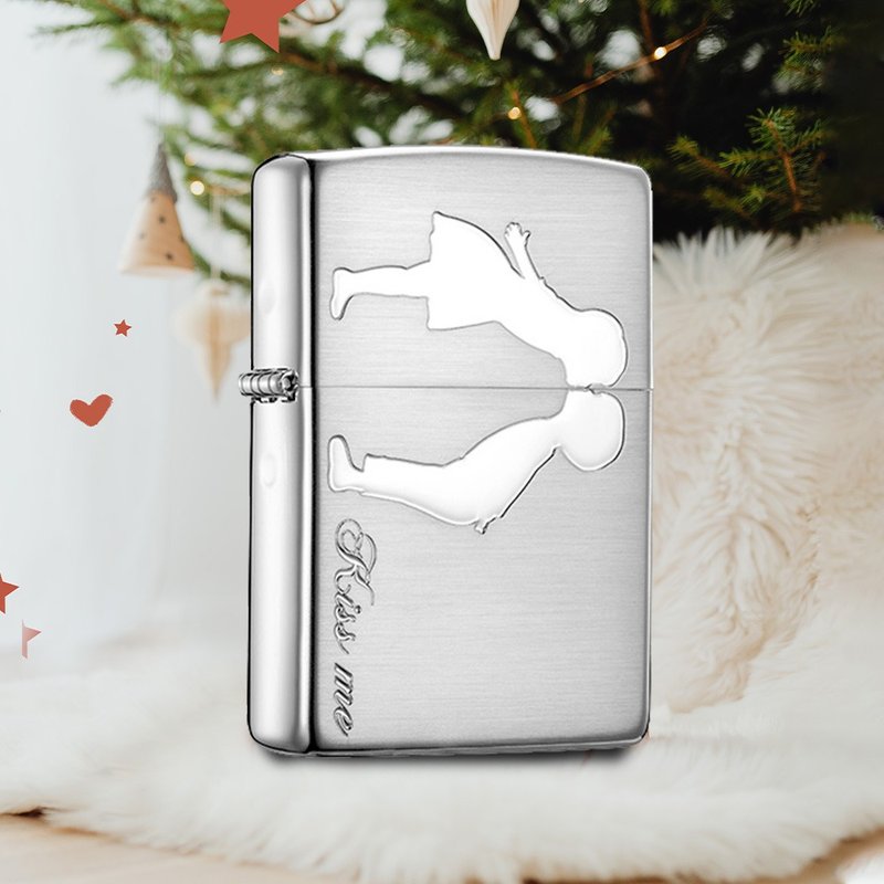 【ZIPPO官方旗艦店】 一吻定情(拉絲銀)防風打火機  ZA-3-138A - 其他 - 其他材質 銀色