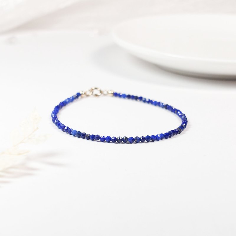 青金石 I 願平安與好運同行  12月誕生石 I 美國14KGF極細手鍊 - 手鍊/手環 - 水晶 藍色