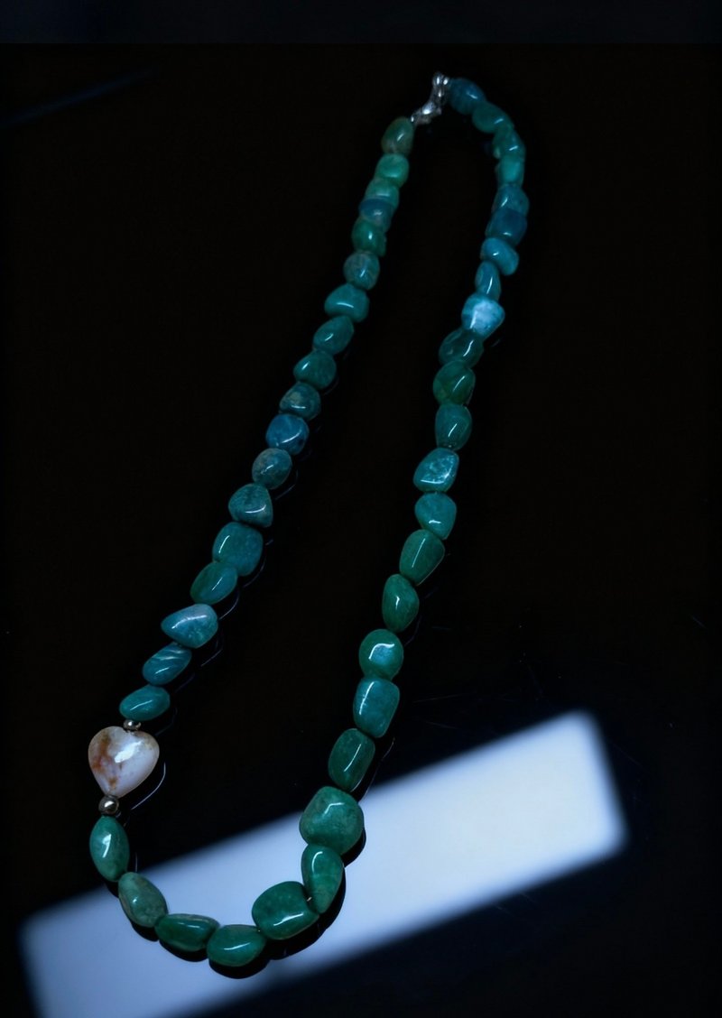 Crystal.EAA 設計款水晶項鏈 青溪心語 老礦天河石 櫻花瑪瑙 - 項鍊 - 水晶 綠色