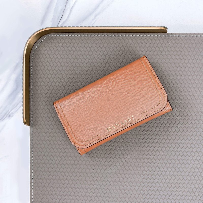 【MANAAKI】雙線鑰匙包 鎖匙包 鑰匙夾 皮革 - 鑰匙圈/鑰匙包 - 環保材質 咖啡色