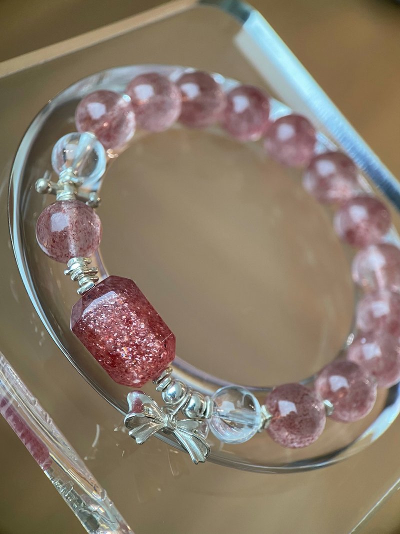 莓莓星糖 - 10mm 手串 S925銀蝴蝶結 白水晶 招正緣 增人際 - 手鍊/手環 - 水晶
