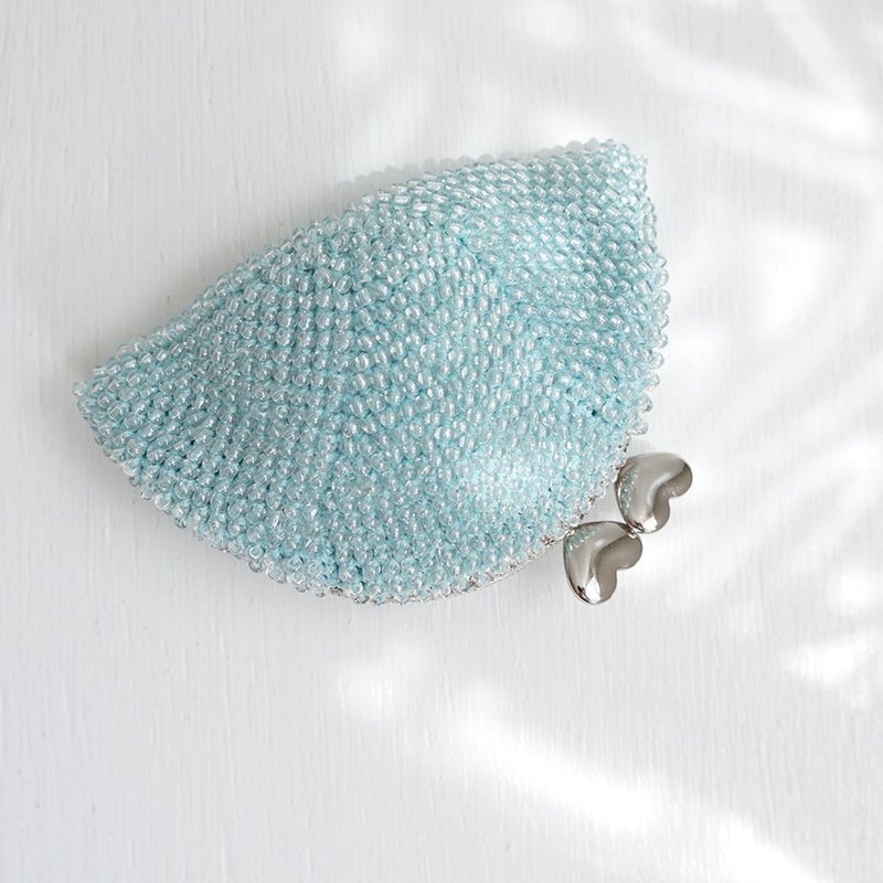 Ba-ba handmade Beads crochet pouch No.1504 - 零錢包/小錢包 - 其他材質 藍色