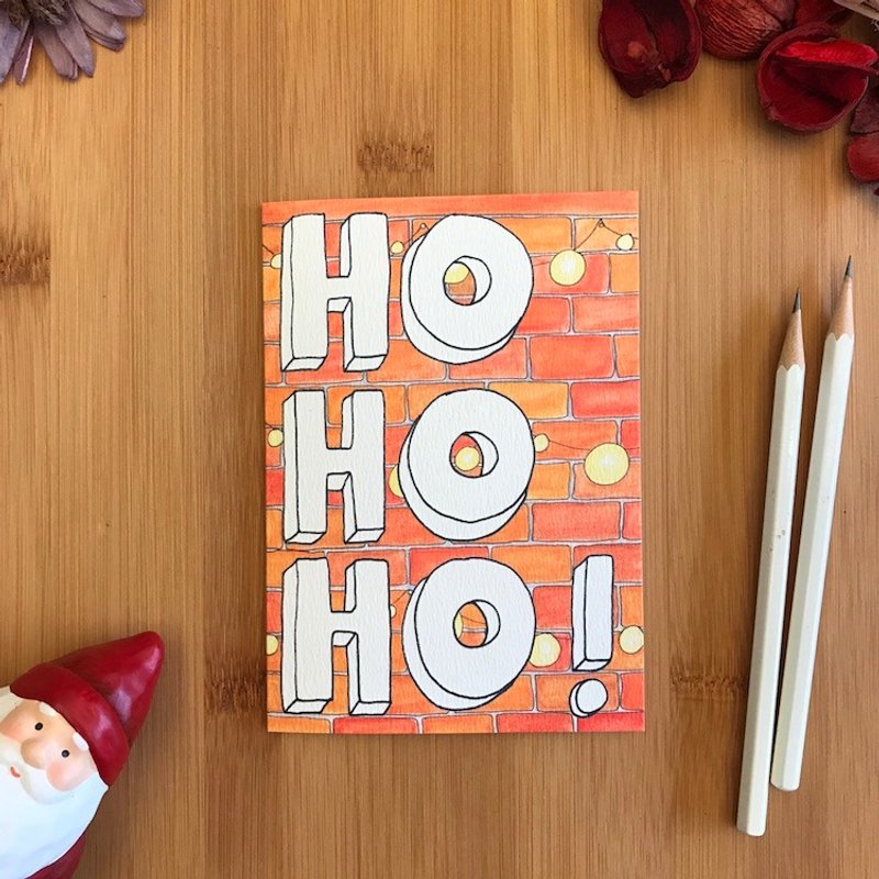 HO HO BRICKS Christmas card hand-painted illustration of environmentally friendly paper imported cards C106