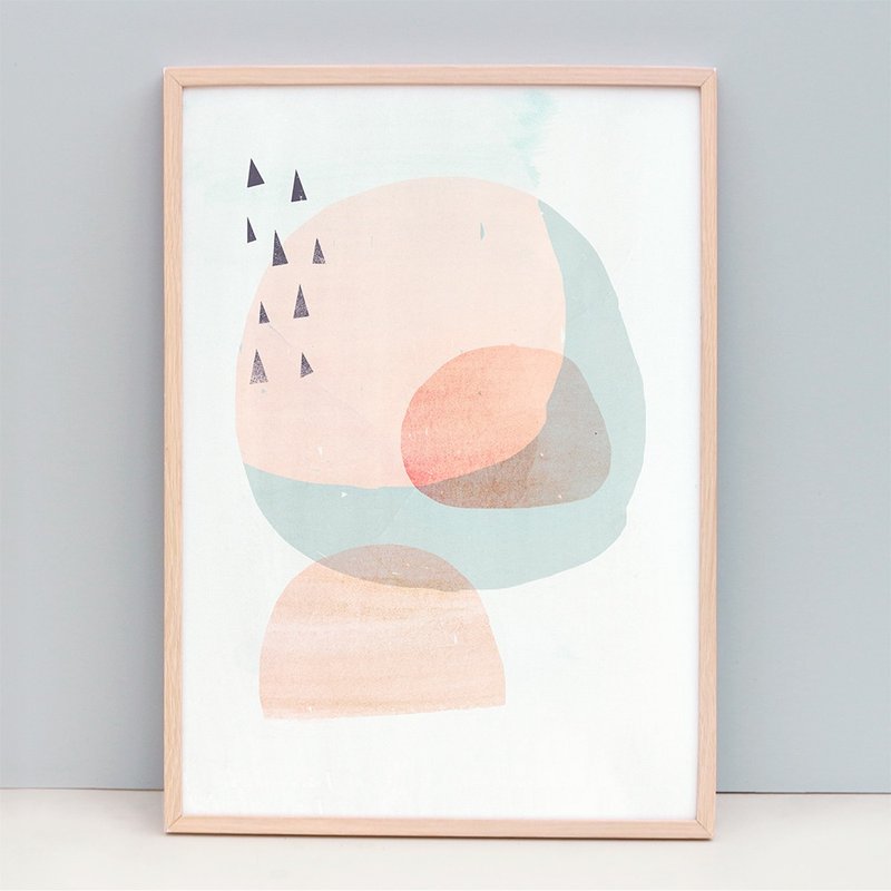 Modern Fine Art Print with Peach Circles and Triangles (Unframed)
