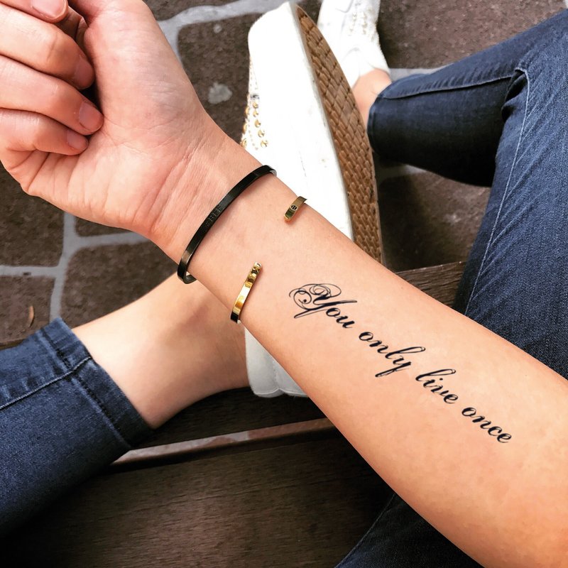 You Only Live Once Temporary Fake Tattoo Sticker (Set of 2) - OhMyTat