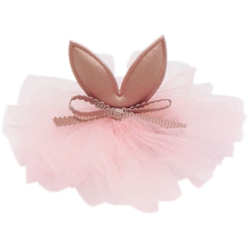 Cutie Bella Bunny Ear Chiffon Flower Hair Clips All Inclusive Cloth Handmade Hair Accessories Peach - Hair Accessories - Polyester Pink