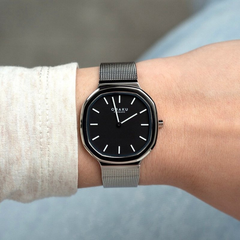 OBAKU 八角哲學丹麥設計腕錶-極光銀X黑-V253LXCBMC-32mm - 女錶 - 不鏽鋼 銀色