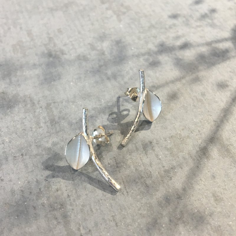 Sterling silver leaf twig earrings