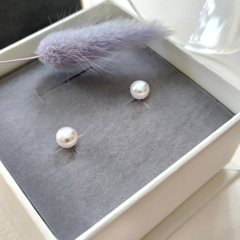 珍珠耳環 | 天然淡水珍珠 經典簡約 耳針 生日禮物 畢業禮物 - 耳環/耳夾/耳骨夾 - 寶石 白色