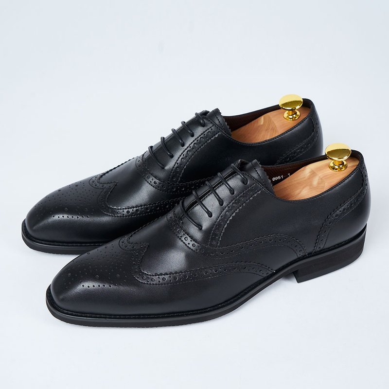 Gullar 華麗翼紋牛津-素食皮鞋 - 男牛津鞋/樂福鞋 - 防水材質 黑色