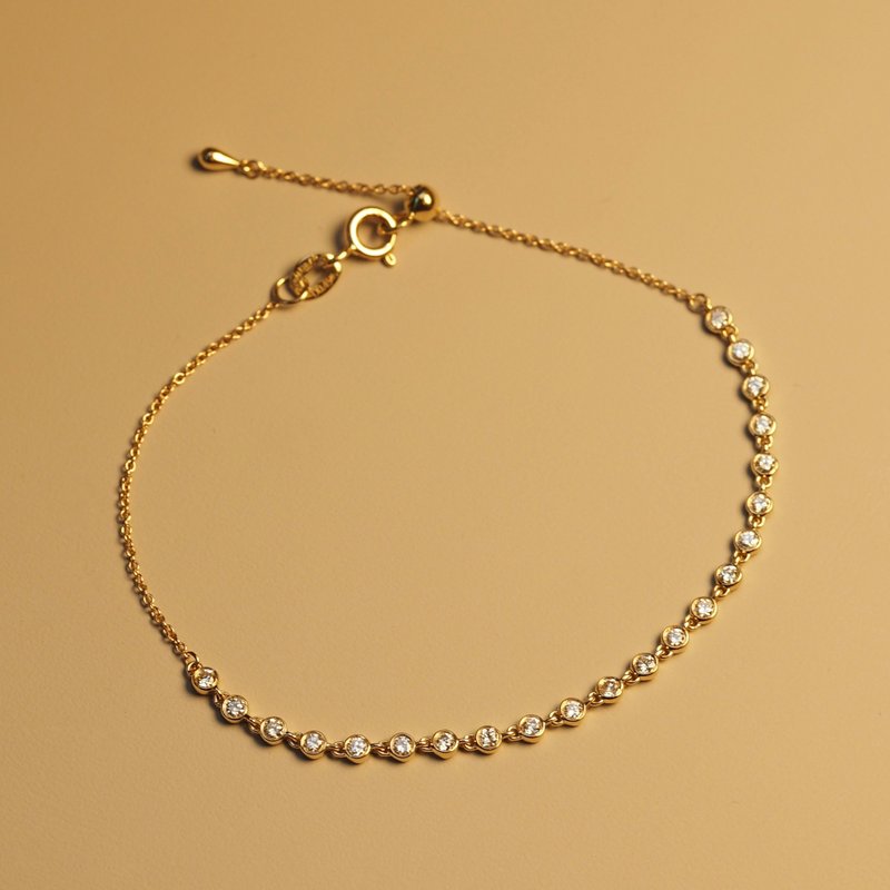 18K金鑽石泡泡手鏈 18K Gold Diamond Bubble Band Bracelet - 手鍊/手環 - 貴金屬