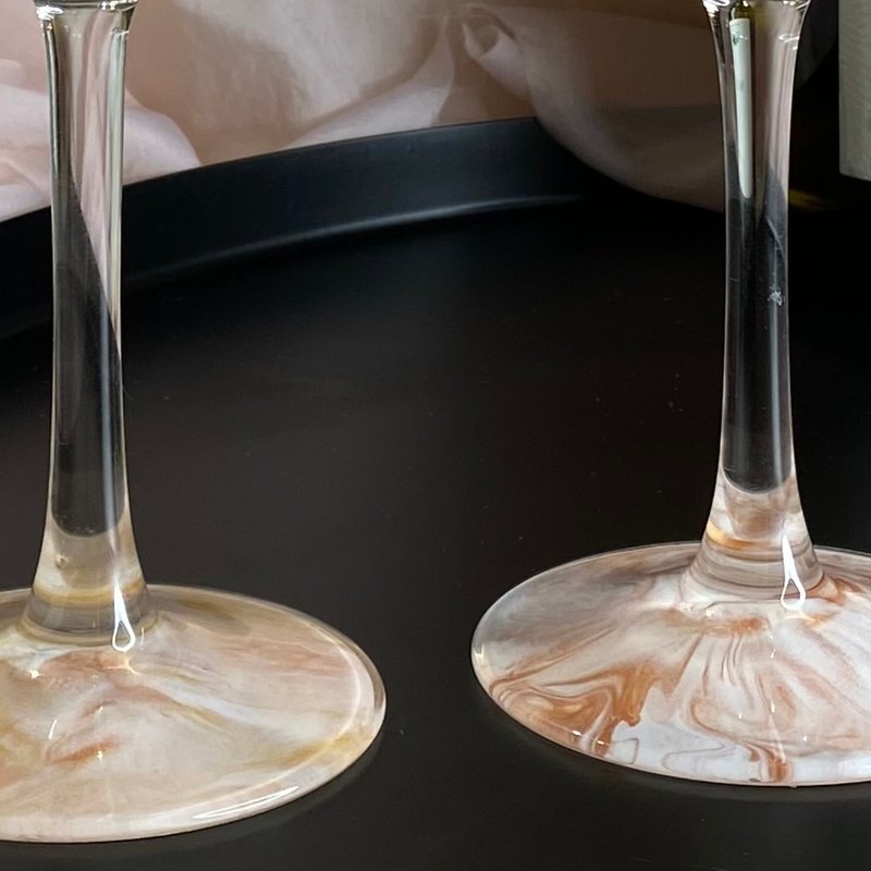 【 漩光之刻 | 奶杏雲 】手作葡萄酒杯 紅酒杯 2入 - 酒杯/酒器 - 玻璃