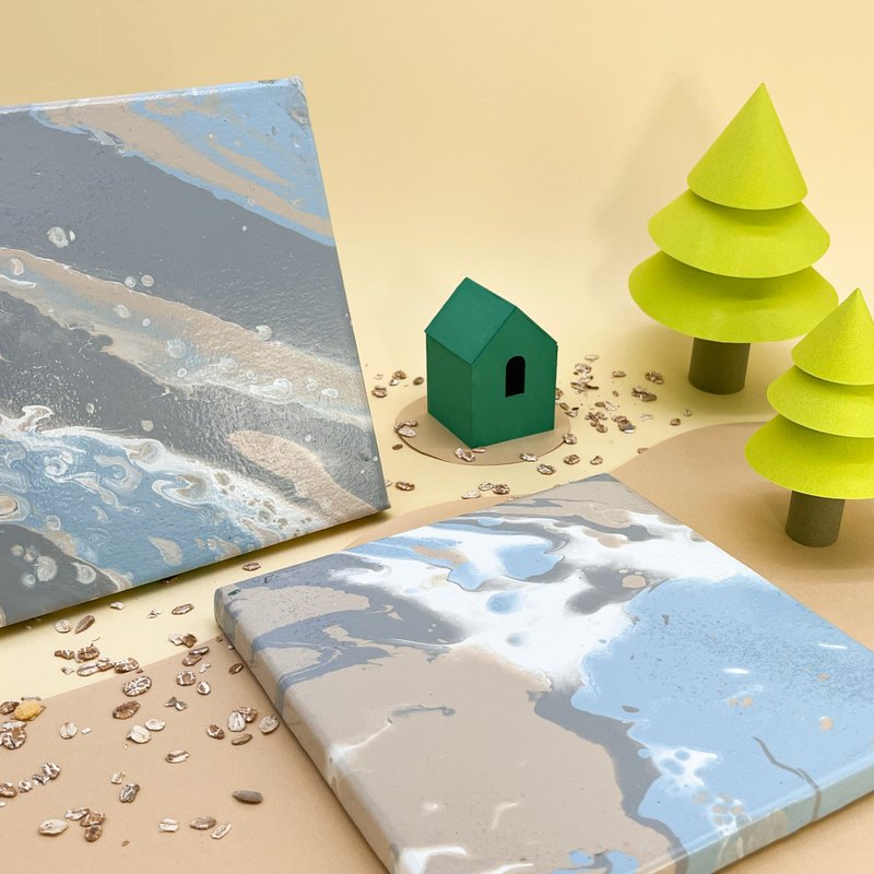 【DIY套組】流體畫手作體驗材料包 | 04早安燕麥牛奶 - 插畫/繪畫/寫字 - 壓克力 卡其色