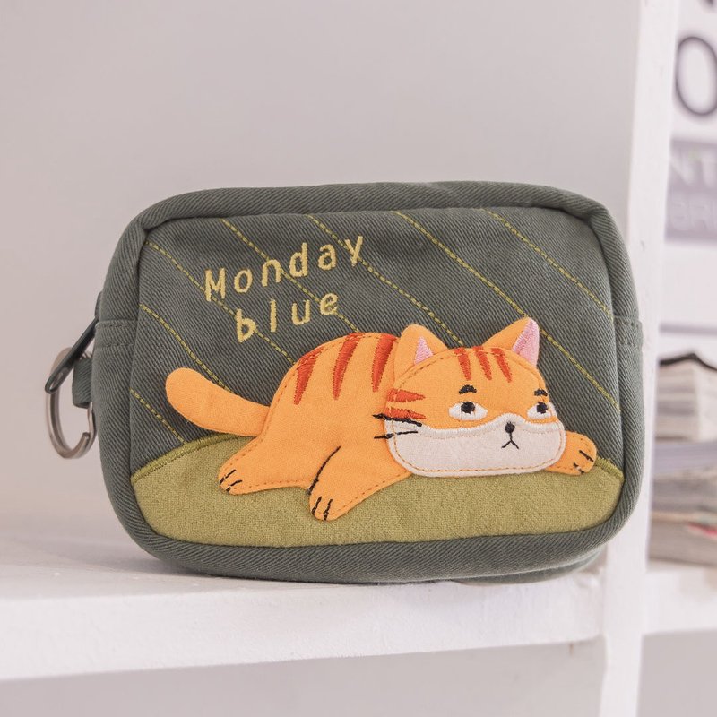 Kiro貓 雙層 手拿包/零錢/小物/收納包【820468】 - 零錢包/小錢包 - 棉.麻 黑色