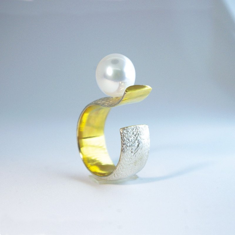 18K Gold Plating 925 Silver Ring with Fresh Water Pearl